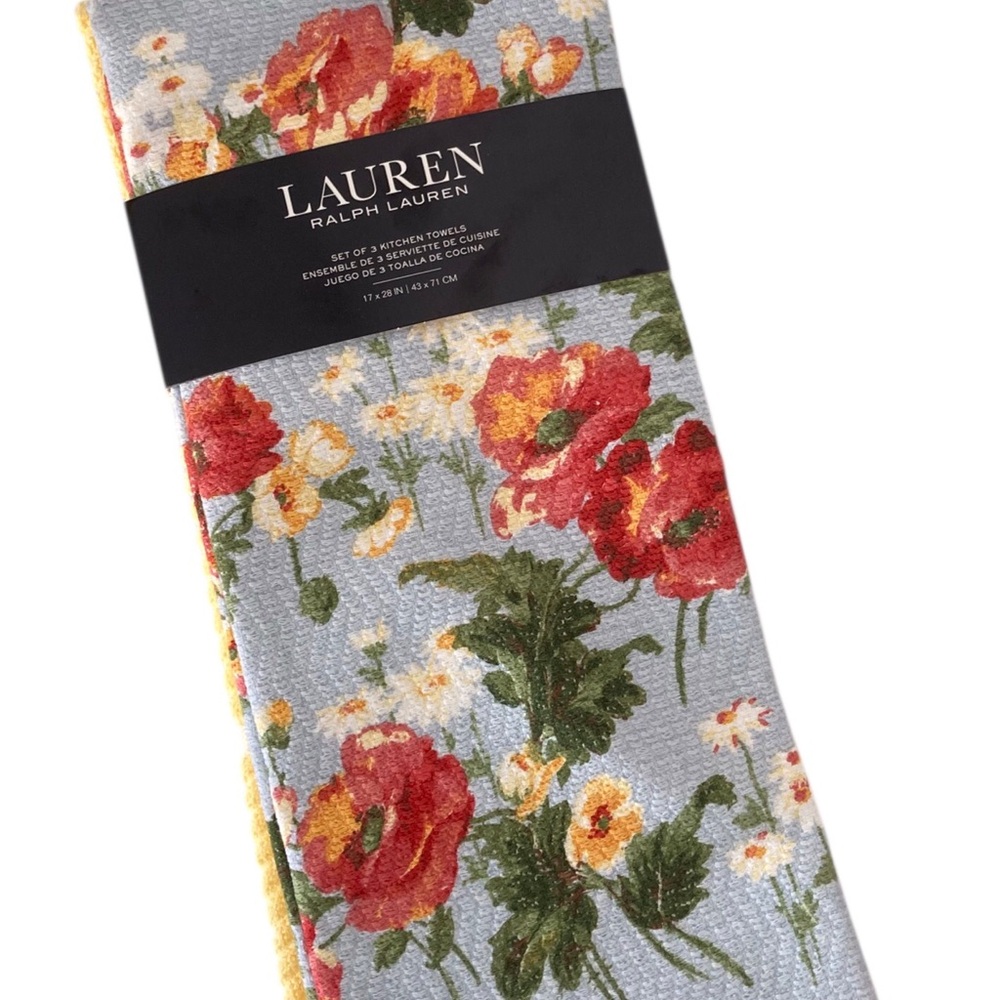 Lauren Ralph Lauren Floral Kitchen Towels (3) NEW